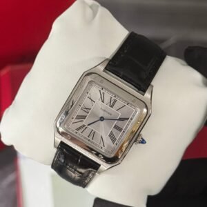 AAA+ Cartier SANTOS - DUMONT (PLATA/NEGRO) CUERO 35mm