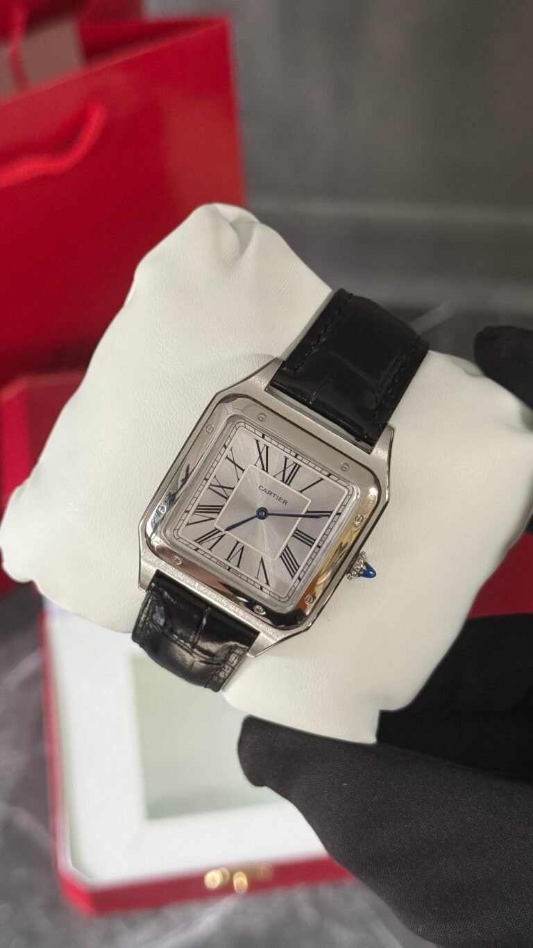 AAA+ Cartier SANTOS - DUMONT (PLATA/NEGRO) CUERO 35mm